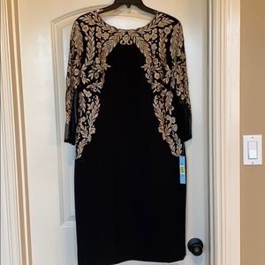 Antonio Melani Black with Gold embroidered dress